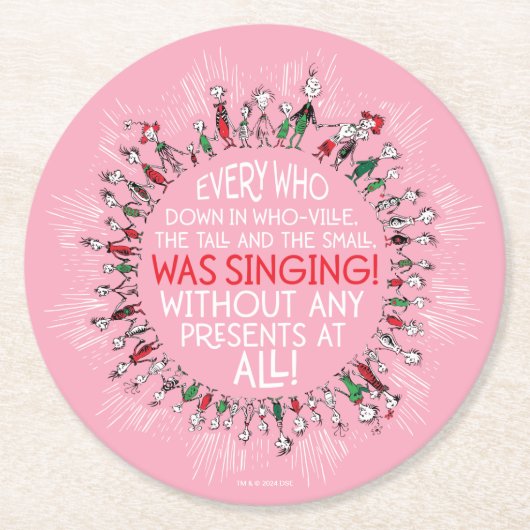 Jeder, der in Who Ville herunter geht Runder Pappuntersetzer (Vorderseite)