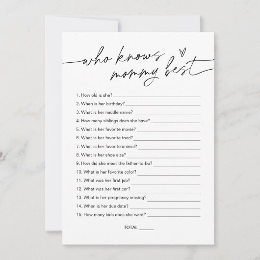 JEDER, der Mama Best Baby Shower Game kennt Einladung (Vorderseite)