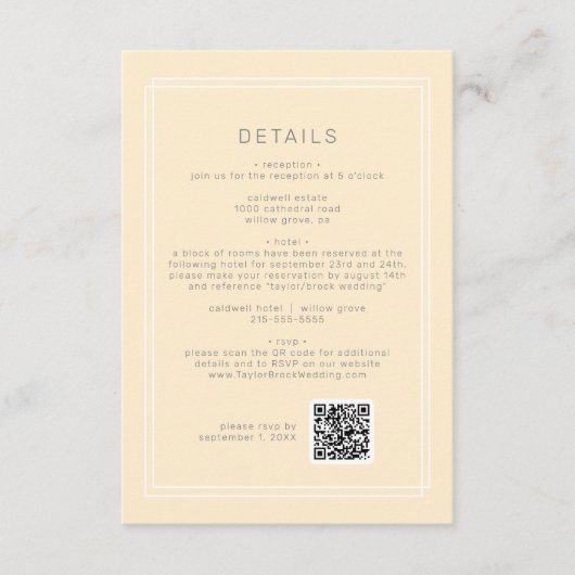 JEDER einfache, neutrale gelbe QR-Code - Hochzeits Begleitkarte (Vorderseite)