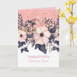 JEDER EINSATZ Girly Rosegold Pink Glitzer Karte