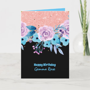 JEDER EINSATZ Girly Rosegold Pink Glitzer Karte