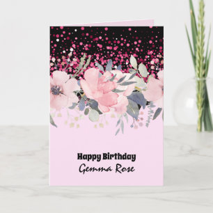 JEDER EINSATZ Girly Rosegold Pink Glitzer Karte
