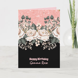 JEDER EINSATZ Girly Rosegold Pink Glitzer Karte