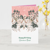 JEDER EINSATZ Girly Rosegold Pink Glitzer Karte (Gelbe Blume)