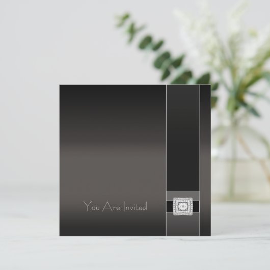 Jeder Fall Black Diamond Art Deco Einladung (Stehend Vorderseite)