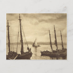 Jeder für Austern!  Fischerboote Postkarte