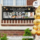 Jeder Geburtstag 12 Foto Collage Gold Stars schwar Banner<br><div class="desc">Feiern Sie jeden Geburtstag für ihn oder sie mit einem lustigen Foto Erinnerungen Banner-Zeichen in Ihrer Farbwahl mit dieser leicht hochzuladenden Foto Collage Vorlage mit 12 quadratischen Bildern durch die Jahre und personalisiert mit Ihrem benutzerdefinierten Text und ihrem Alter. Das Design zeichnet sich durch goldene Sterne vor einem bearbeitbaren schwarzen...</div>