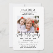 JEDER Geburtstag 2 Foto Chic Stilvolle Typografie Einladung (Rückseite)