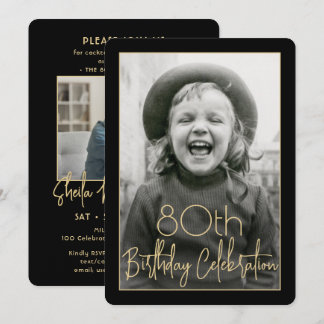 Jeder Geburtstag 2 Foto Chic Typografie Schwarz &  Einladung