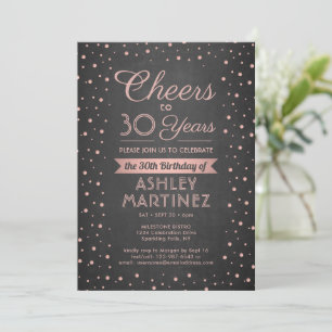 JEDER Geburtstag Cheers Black Chalkboard Pink Conf Einladung