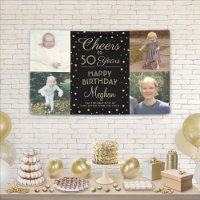 JEDER Geburtstag Cheers Black & Gold Confetti 4 Fo