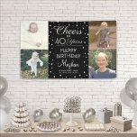 JEDER Geburtstag Cheers Black & White Confetti 4 F Banner<br><div class="desc">Feiern Sie einen glücklichen Meilenstein Geburtstag mit einem individuellen 4 Foto Party-Banner in Schwarz, Weiß und Imitat Silber. (IMAGE PLACEMENT TIP: Eine einfache Möglichkeit, ein Bild genau so zu zentrieren, wie Sie es gewollt haben, ist es, es einzuschneiden, bevor Sie es auf die Zazzle-Website hochladen.) Das Design umfasst vier Fotos...</div>