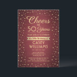JEDER Geburtstag Cheers Brushed Burgundy Gold Conf Einladung<br><div class="desc">Laden Sie Ihre Familie und Ihre Freunde zu einem eleganten Geburtstagsfest mit individuellen burgundischen und goldenen Party Einladungen ein. Alle Formulierungen auf dieser Vorlage (inklusive "Cheers to 50 Years") sind für einen 50. Geburtstag Set, können aber für jedes Jahr oder jede Art von Veranstaltung einfach personalisiert werden. Das Design besticht...</div>