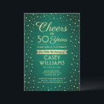 JEDER Geburtstag Cheers Brushed Green & Gold Confe Einladung<br><div class="desc">Freuen Sie sich auf ein elegantes Geburtstagsfest mit Party Einladungen in Grün und Gold. Alle Formulierungen auf dieser Vorlage (inklusive "Cheers to 50 Years") sind für einen 50. Geburtstag Set, können aber für jedes Jahr oder jede Art von Veranstaltung einfach personalisiert werden. Das Design besticht durch moderne glitzernde Konfetti-Punkte auf...</div>