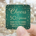 JEDER Geburtstag Cheers Brushed Green & Gold Confe Quadratischer Aufkleber<br><div class="desc">Fügen Sie eine personalisierte Touch zum Geburtstagsparty Dankeschön Noten oder Favoriten mit diesen grünen und goldenen quadratischen Aufkleber / Umschlag Aufkleber. Dieses Template ist für einen 50. Geburtstag Set, aber es ist einfach, um ein anderes Jahr oder eine Veranstaltung, wie zum Beispiel ein Jubiläum, anzupassen. Design-Features Folie sehen Konfetti-Punkte auf...</div>