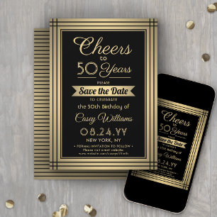JEDER Geburtstag Cheers Elegante Classic Black and Save The Date