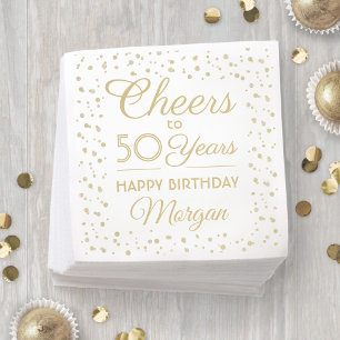 JEDER Geburtstag Cheers Eleganter White and Gold G Serviette