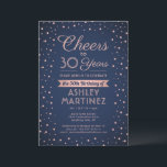 JEDER Geburtstag Cheers Navy Blue und Pink Confett Einladung<br><div class="desc">Laden Sie Ihre Familie und Freunde zu einer eleganten Geburtstagsfeier für sie ein, mit speziell für die Marine bestimmten blauen und rosa Party Einladungen. Alle Formulierungen auf dieser Vorlage (inklusive "Cheers to 30 Years") sind für einen 30. Geburtstag Set, können aber für jedes Jahr oder jede Art von Veranstaltung einfach...</div>