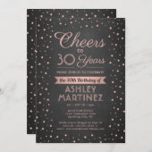 JEDER Geburtstag Cheers Pink Confetti Black Chalkb Einladung (Vorne/Hinten)