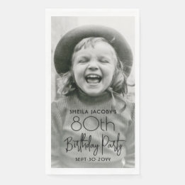 JEDER Geburtstag Chic Stilvolle Typografie & Foto Serviette