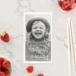 JEDER Geburtstag Chic Stilvolle Typografie & Foto  Serviette
