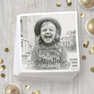 Jeder Geburtstag Chic Stylish Typografie Foto Part Serviette