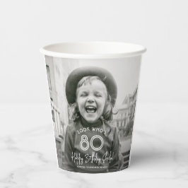 JEDER Geburtstag Chic White Typografy 2 Foto Party Pappbecher