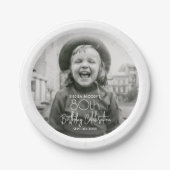 JEDER Geburtstag Chic White Typografy Foto Party Pappteller (Vorderseite)