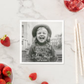 JEDER Geburtstag Chic White Typografy & Foto Party Serviette (Beispiel)