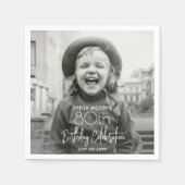 JEDER Geburtstag Chic White Typografy & Foto Party Serviette (Vorderseite)