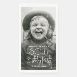 JEDER Geburtstag Chic White Typografy & Foto Party Serviette
