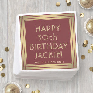 Jeder Geburtstag Elegant Klassisch Burgund & Gold  Serviette