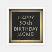 JEDER Geburtstag Elegantes klassisches Black and G Serviette (Vorderseite)