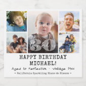 JEDER Geburtstag "This Kid" Modern 5 Foto Collage Schaumweinetikett (Einzelnes Label)