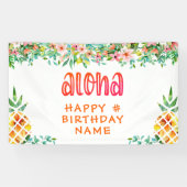 JEDER Geburtstag Tropische Ananas Floral ALOHA Banner (Horizontal)