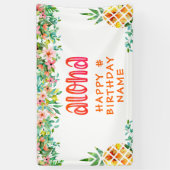 JEDER Geburtstag Tropische Ananas Floral ALOHA Banner (Vertikal)