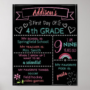JEDER GRADE Individualisierbarer Erster Schultag Poster