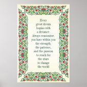 Jeder große Traum beginnt mit dem Träumer QUOTE Poster (Vorne)