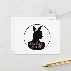Jeder Hase liebt mich! Häschen-Mädchen Postkarte
