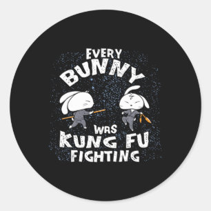 Jeder Hase war Kung Fu kämpfender Karate-Ninja Ost Runder Aufkleber