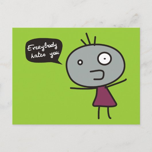 Jeder hasst dich postkarte (Vorderseite)