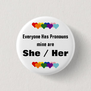 Jeder hat einen Pronomknopf Button