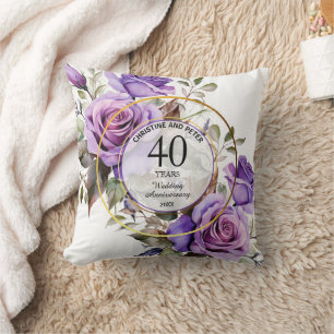 Jeder Hochzeit Goldrahmen Violette Rosen Jahrestag Kissen