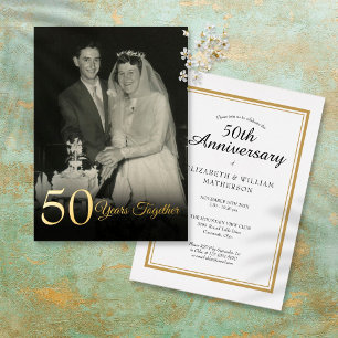 Jeder Hochzeitstag zusammen Foto Gold Folieneinladung