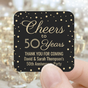 JEDER Hochzeitstost Elegant Schwarz und Gold Quadratischer Aufkleber