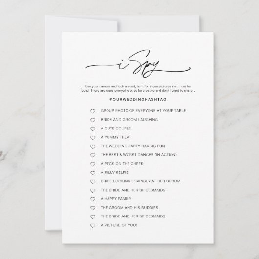 JEDER I Spy Wedding Game Card Einladung (Vorderseite)