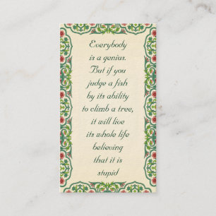 Jeder ist ein Genie.  Aber wenn Sie einen Fisch Visitenkarte