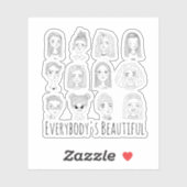 Jeder ist eine wunderschöne feministische Doodle A Aufkleber (Blatt)