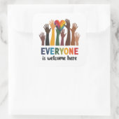 Jeder ist hier Idaho Lehrer willkommen Quadratischer Aufkleber (Tasche)