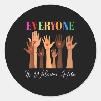 Jeder ist hier Idaho Lehrer willkommen Runder Aufkleber